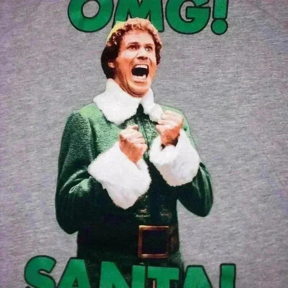 ELF movie 3/4 sleeve jersey tee  size Medium Exc Con OMG SANTA - Picture 2 of 6